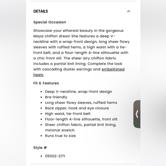 Maya Long Sleeve Chiffon A-Line Dress - Picture 5 of 5